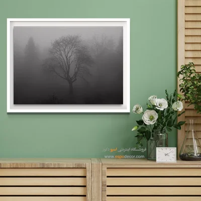 تابلو هنری برای هدیه - تندیس زمستانی – تابلو سیاه و سفید - اسپو دکور