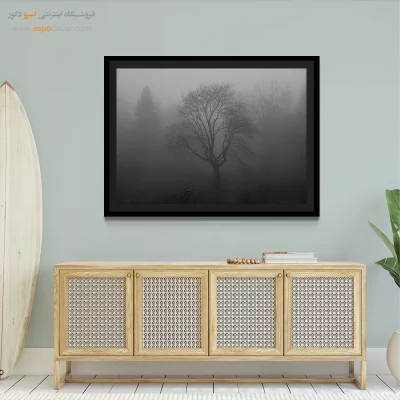 تابلو هنری برای هدیه - تندیس زمستانی – تابلو سیاه و سفید - اسپو دکور