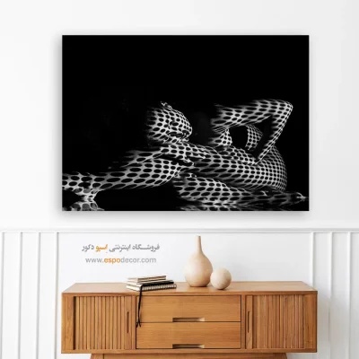 تابلو سیاه و سفید مدرن برای مزون - الگوی نقطه‌ای – تابلو سیاه و سفید - اسپو دکور