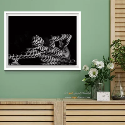 تابلو سیاه و سفید مدرن برای مزون - الگوی نقطه‌ای – تابلو سیاه و سفید - اسپو دکور