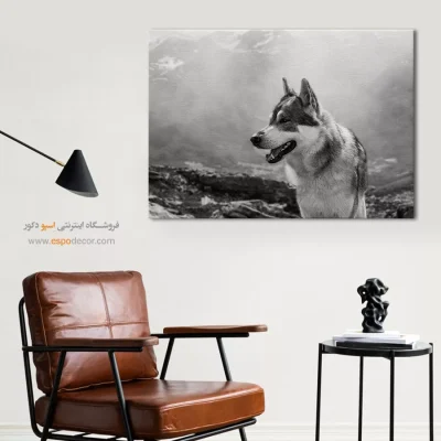 تابلو بوم سیاه و سفید برای دکوراسیون - گرگ کوهستان – تابلو سیاه و سفید - اسپو دکور