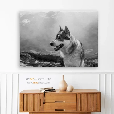 تابلو بوم سیاه و سفید برای دکوراسیون - گرگ کوهستان – تابلو سیاه و سفید - اسپو دکور