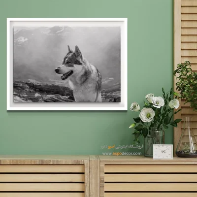 تابلو بوم سیاه و سفید برای دکوراسیون - گرگ کوهستان – تابلو سیاه و سفید - اسپو دکور
