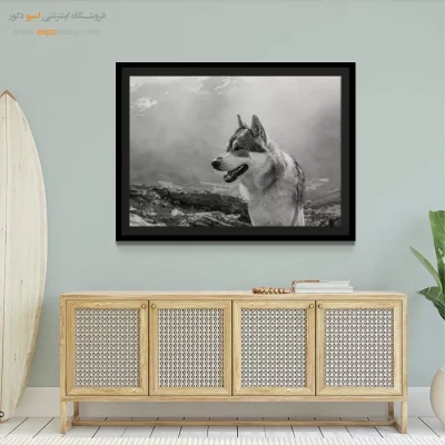 تابلو بوم سیاه و سفید برای دکوراسیون - گرگ کوهستان – تابلو سیاه و سفید - اسپو دکور
