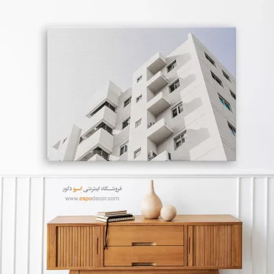 تابلو بوم مینیمال مخصوص پذیرایی - هندسهی پلهای – تابلو سیاه و سفید - اسپو دکور