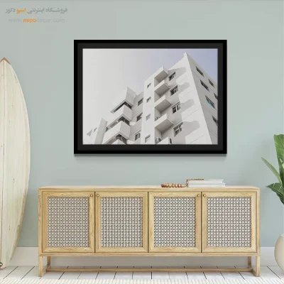 تابلو بوم مینیمال مخصوص پذیرایی - هندسهی پلهای – تابلو سیاه و سفید - اسپو دکور