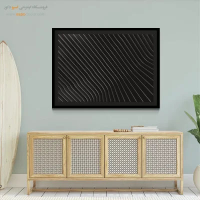 تابلو هنری سیاه و سفید برای اتاق - جریان موجی – تابلو سیاه و سفید - اسپو دکور