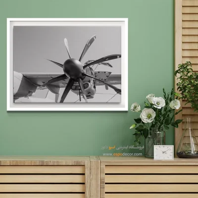 تابلو هنری برای آرایشگاه مردانه - چرخه‌ی عظیم – تابلو سیاه و سفید - اسپو دکور