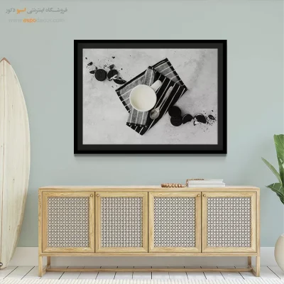 هنر دیواری آشپزخانه - شیر و شکلات – تابلو سیاه و سفید - اسپو دکور