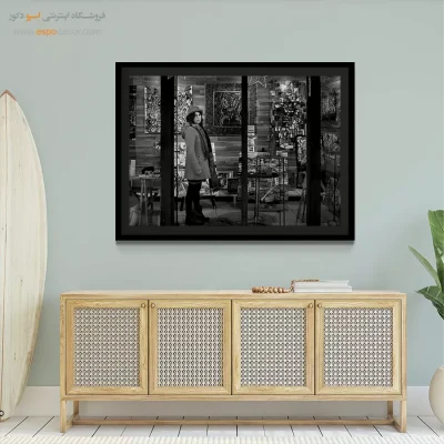 تابلو بوم سیاه و سفید برای اتاق - زن و ویترین – تابلو سیاه و سفید - اسپو دکور