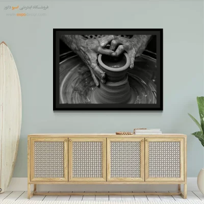 هنر دیواری صنعتی - سفالگر – تابلو سیاه و سفید - اسپو دکور