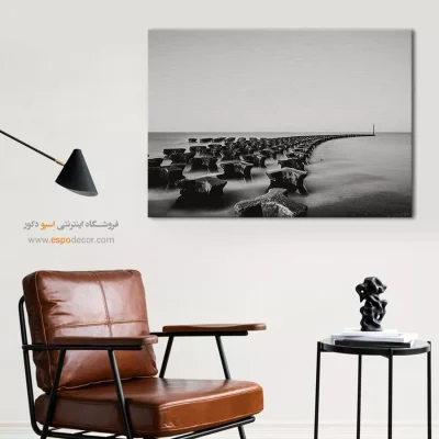 خرید تابلو شیک و زیبا - موج‌شکن – تابلو سیاه و سفید - اسپو دکور