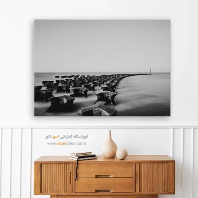 خرید تابلو شیک و زیبا - موج‌شکن – تابلو سیاه و سفید - اسپو دکور