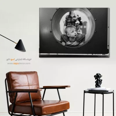 تابلو پرتره‌ی کودک سیاه و سفید - قاب بازی – تابلو سیاه و سفید - اسپو دکور