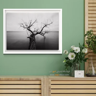 تابلو هنری سیاه و سفید مخصوص پذیرایی - سکون ابدی – تابلو سیاه و سفید - اسپو دکور