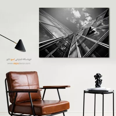 تابلو اتاق خواب سیاه و سفید شیک - خطوط صعود – تابلو سیاه و سفید - اسپو دکور