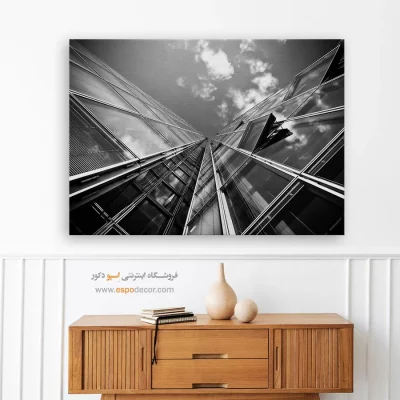 تابلو اتاق خواب سیاه و سفید شیک - خطوط صعود – تابلو سیاه و سفید - اسپو دکور