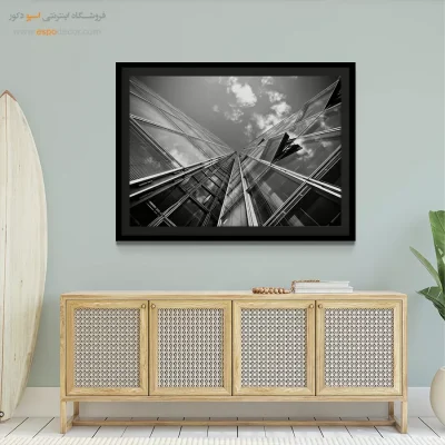 تابلو اتاق خواب سیاه و سفید شیک - خطوط صعود – تابلو سیاه و سفید - اسپو دکور