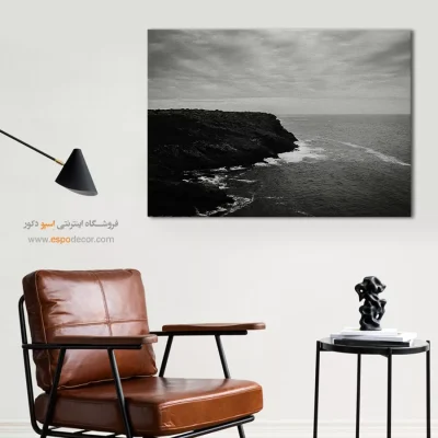 تابلو برای دکوراسیون مدرن - ساحل دراماتیک – تابلو سیاه و سفید - اسپو دکور