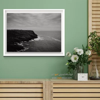 تابلو برای دکوراسیون مدرن - ساحل دراماتیک – تابلو سیاه و سفید - اسپو دکور