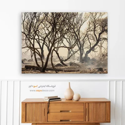 تابلو منظره‌ی دراماتیک - رقص شاخه‌ها – تابلو سیاه و سفید - اسپو دکور
