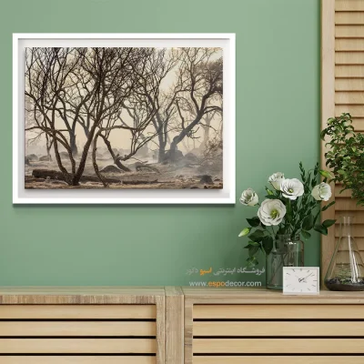 تابلو منظره‌ی دراماتیک - رقص شاخه‌ها – تابلو سیاه و سفید - اسپو دکور