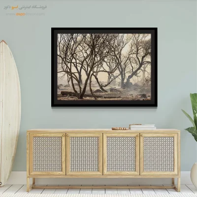 تابلو منظره‌ی دراماتیک - رقص شاخه‌ها – تابلو سیاه و سفید - اسپو دکور