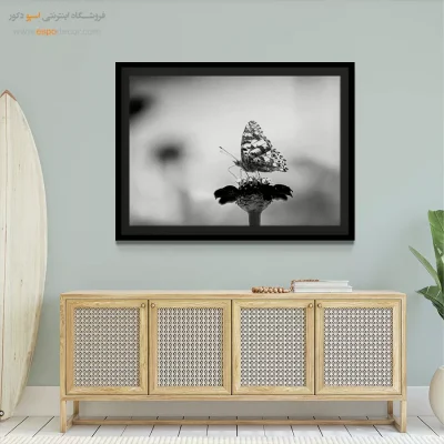 تابلو پروانه سیاه و سفید - ظرافت – تابلو سیاه و سفید - اسپو دکور