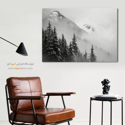 خرید تابلو آرامش‌بخش - مه برف – تابلو سیاه و سفید - اسپو دکور