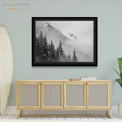 خرید تابلو آرامش‌بخش - مه برف – تابلو سیاه و سفید - اسپو دکور