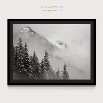 خرید تابلو آرامش‌بخش - مه برف – تابلو سیاه و سفید - اسپو دکور