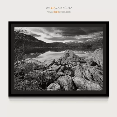 خرید تابلو بزرگ - سنگ و انعکاس – تابلو سیاه و سفید - اسپو دکور