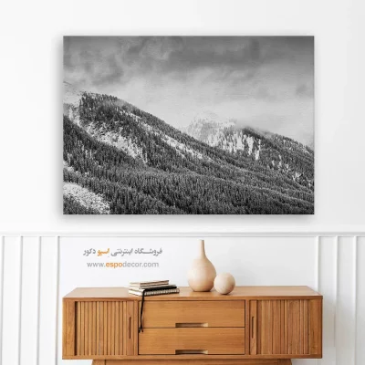 تابلو برای ویلا - آغوش مه – تابلو سیاه و سفید - اسپو دکور