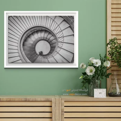 تابلو سیاه و سفید خاص - گرداب هندسی – تابلو سیاه و سفید - اسپو دکور