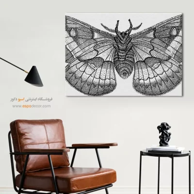 دکوراسیون هنری خاص - شب‌پره – تابلو سیاه و سفید - اسپو دکور
