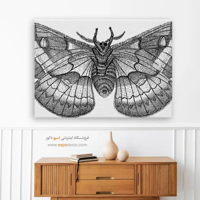 دکوراسیون هنری خاص - شب‌پره – تابلو سیاه و سفید - اسپو دکور