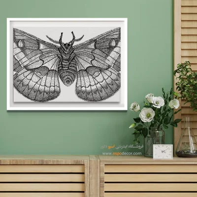 دکوراسیون هنری خاص - شب‌پره – تابلو سیاه و سفید - اسپو دکور