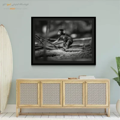تابلو اتاق کودک - کودک جنگل – تابلو سیاه و سفید - اسپو دکور