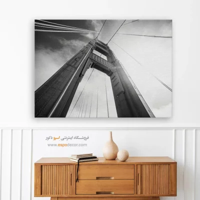 تابلو پل گلدن گیت - سازه غول‌پیکر – تابلو سیاه و سفید - اسپو دکور