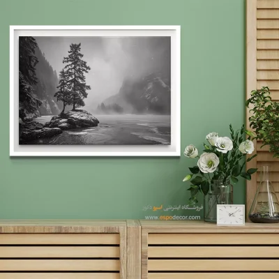 تابلو برای دکوراسیون مینیمال سفید - سکوت – تابلو سیاه و سفید - اسپو دکور