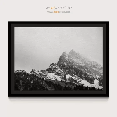 تابلو کوه آلپ - مه گرفته – تابلو سیاه و سفید - اسپو دکور