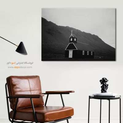 خرید تابلو مینیمال سیاه و سفید - کلیسای سیاه بودیر – تابلو سیاه و سفید - اسپو دکور