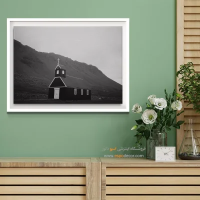 خرید تابلو مینیمال سیاه و سفید - کلیسای سیاه بودیر – تابلو سیاه و سفید - اسپو دکور