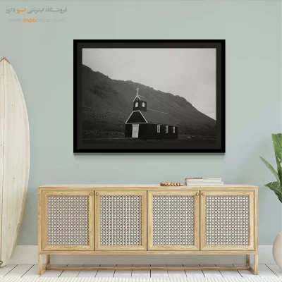 خرید تابلو مینیمال سیاه و سفید - کلیسای سیاه بودیر – تابلو سیاه و سفید - اسپو دکور