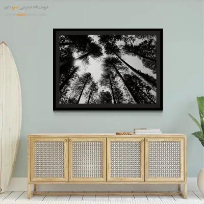 تابلو جنگل کاج - سقف طبیعت – تابلو سیاه و سفید - اسپو دکور