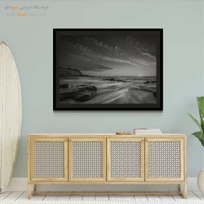 تابلو غروب دریا - سمفونی ساحل – تابلو سیاه و سفید - اسپو دکور