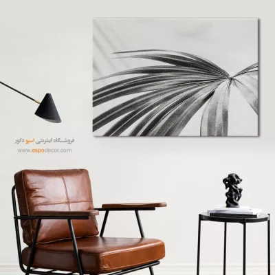 دکوراسیون تابستانی - برگ نخل – تابلو سیاه و سفید - اسپو دکور