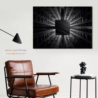 تابلو معماری شهری - چهارگوش – تابلو سیاه و سفید - اسپو دکور