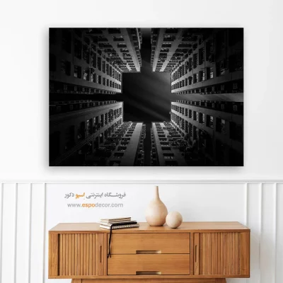 تابلو معماری شهری - چهارگوش – تابلو سیاه و سفید - اسپو دکور