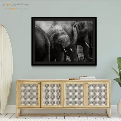 تابلو سیاه و سفید حیات وحش - خانواده مهربان – تابلو سیاه و سفید - اسپو دکور